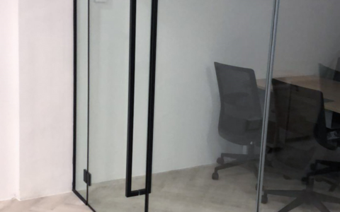 Office glass door with black frame