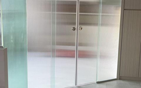 Fluted/ Reeded glass partition and sliding door
